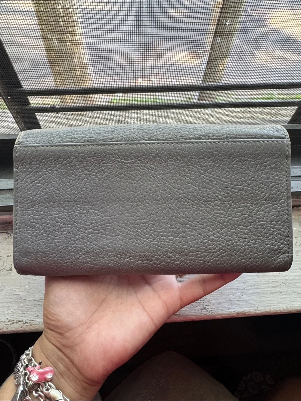 Furla Pebbled Leather Wallet in Gray